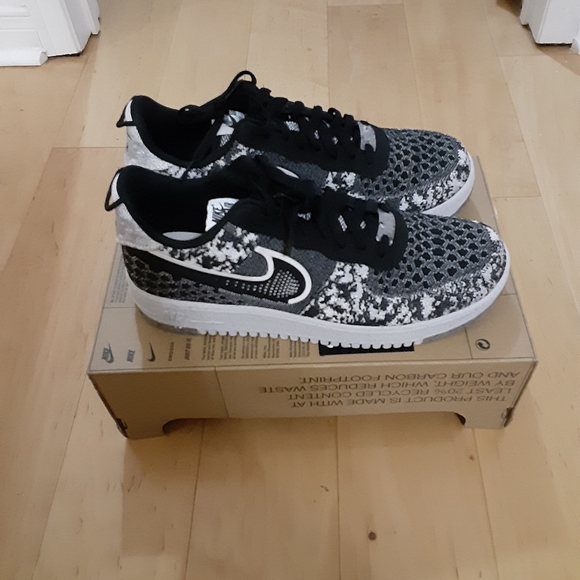 Nike air force 1 flyknit crater size 11 black white oreo men's new - Picture 7 of 10